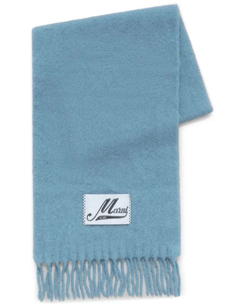 Marni Schal mit Logo-Patch Blau