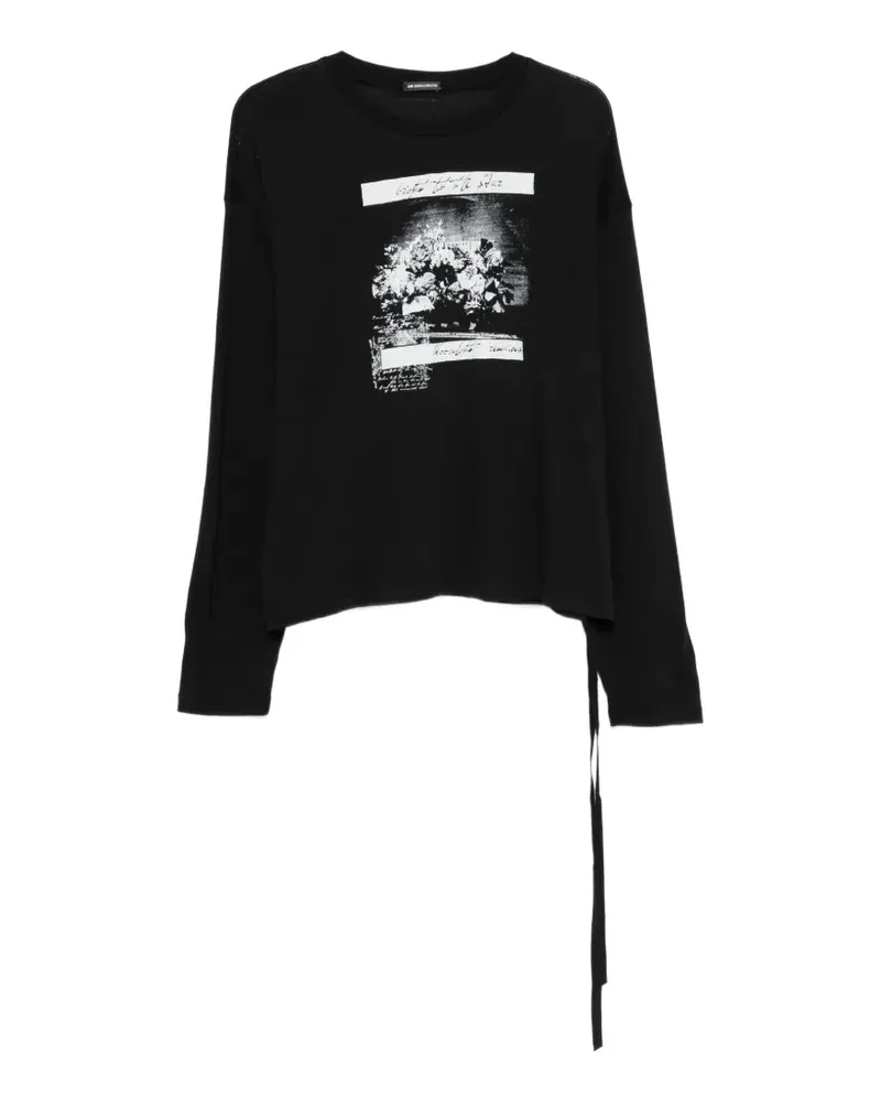 Ann Demeulemeester graphic-print long-sleeve top - Schwarz Schwarz