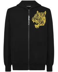 Philipp Plein Kapuzenjacke mit Tiger-Print Schwarz