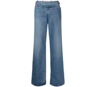 Weite Hose mit Logo-Schnalle - Blau