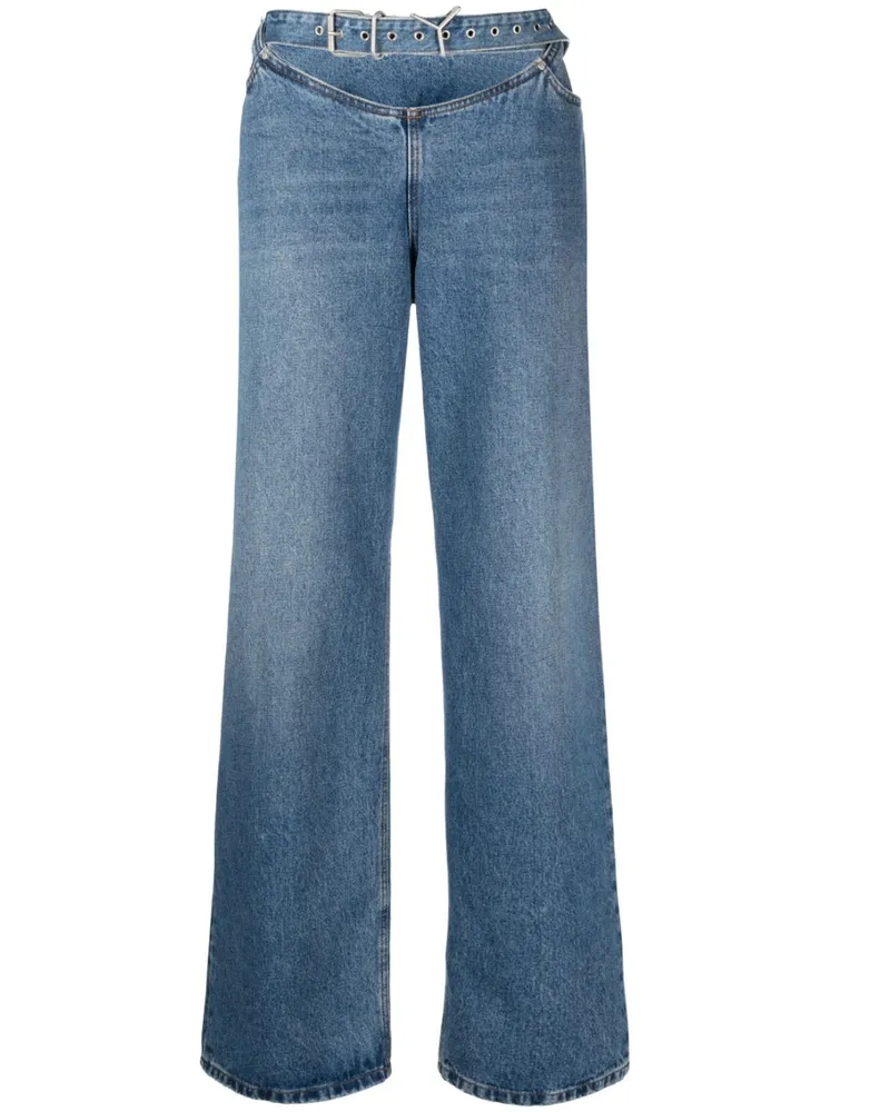 Y/PROJECT Weite Hose mit Logo-Schnalle - Blau Blau