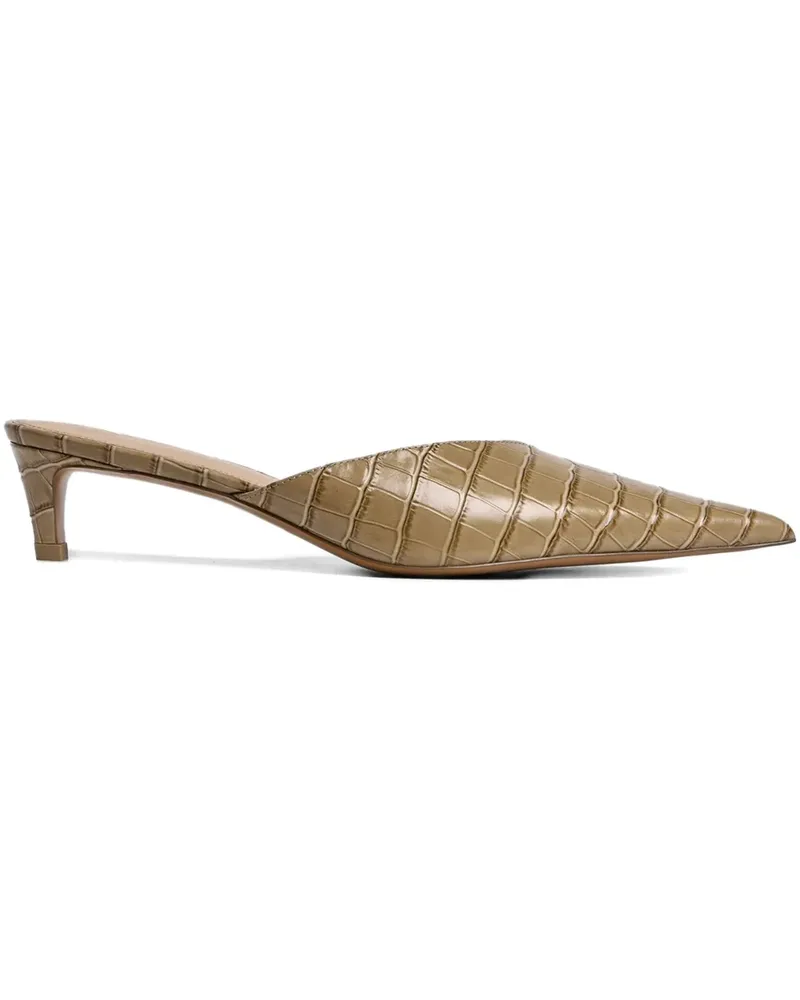 12 STOREEZ Spitze Mules mit Kroko-Effekt 40mm - Nude Nude