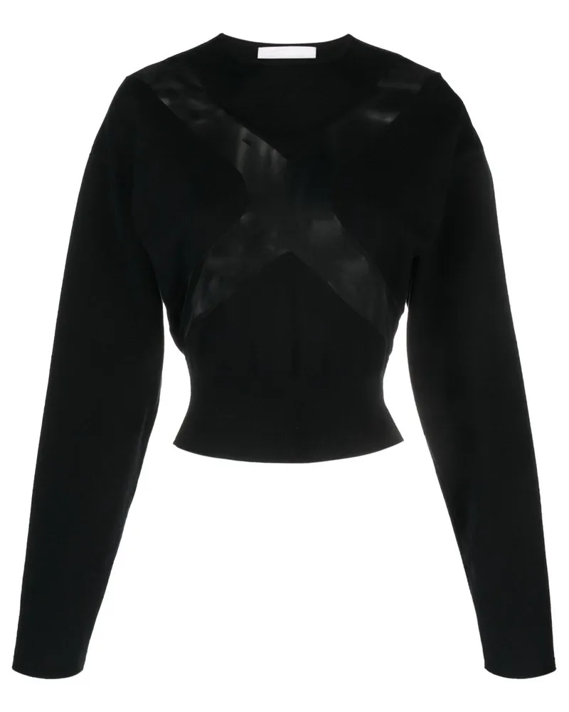 Genny T-Shirt mit transparentem Einsatz - Schwarz Schwarz