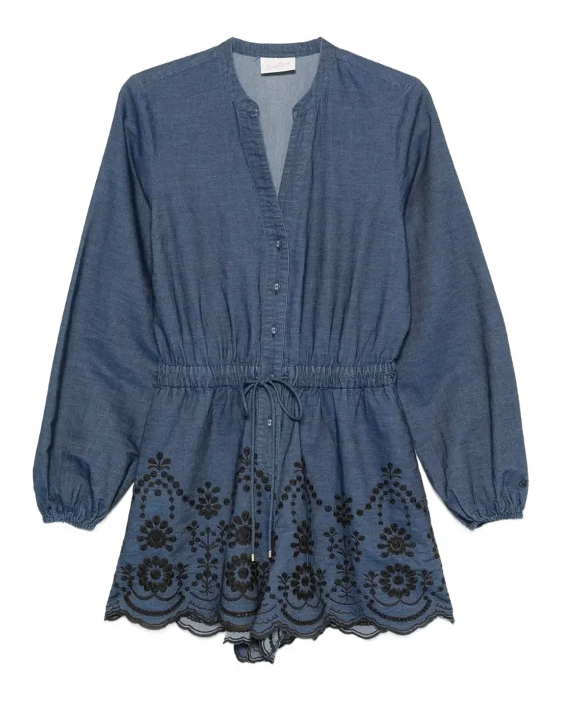 MC2 Saint Barth Lenny flower-embroidered jumpsuit - Blau Blau