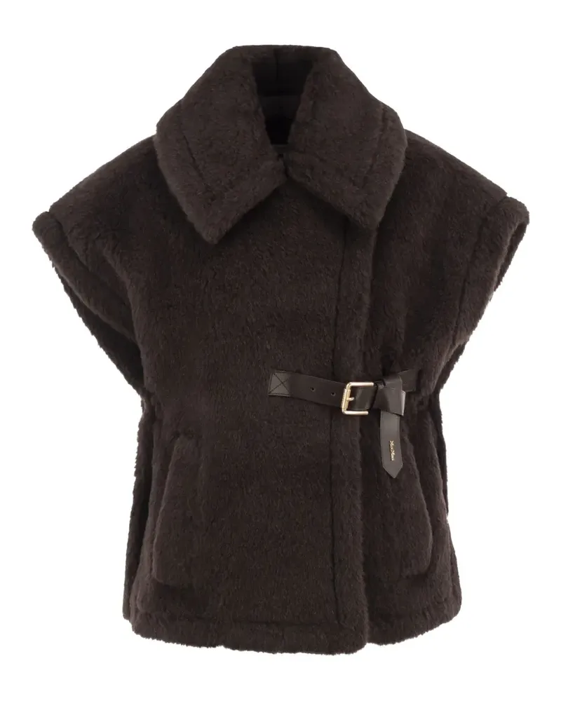 Max Mara belted shearling-effect cape - Braun Braun