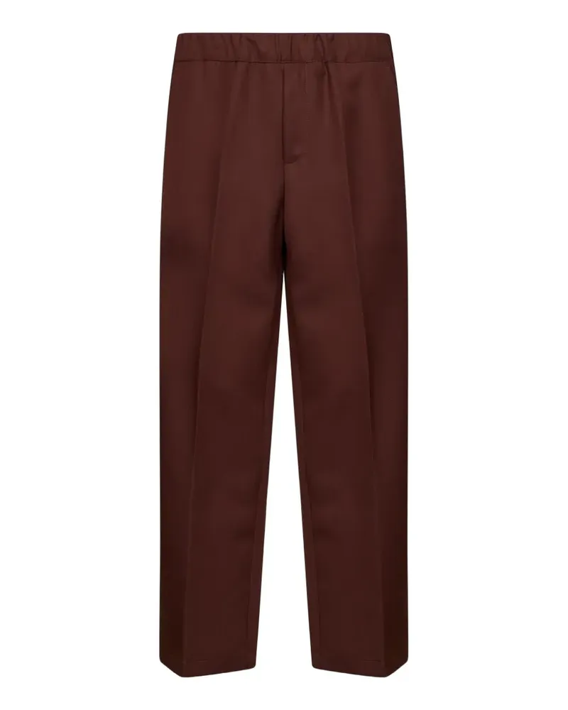 Costumein elasticated-waistband pressed-crease trousers - Braun Braun