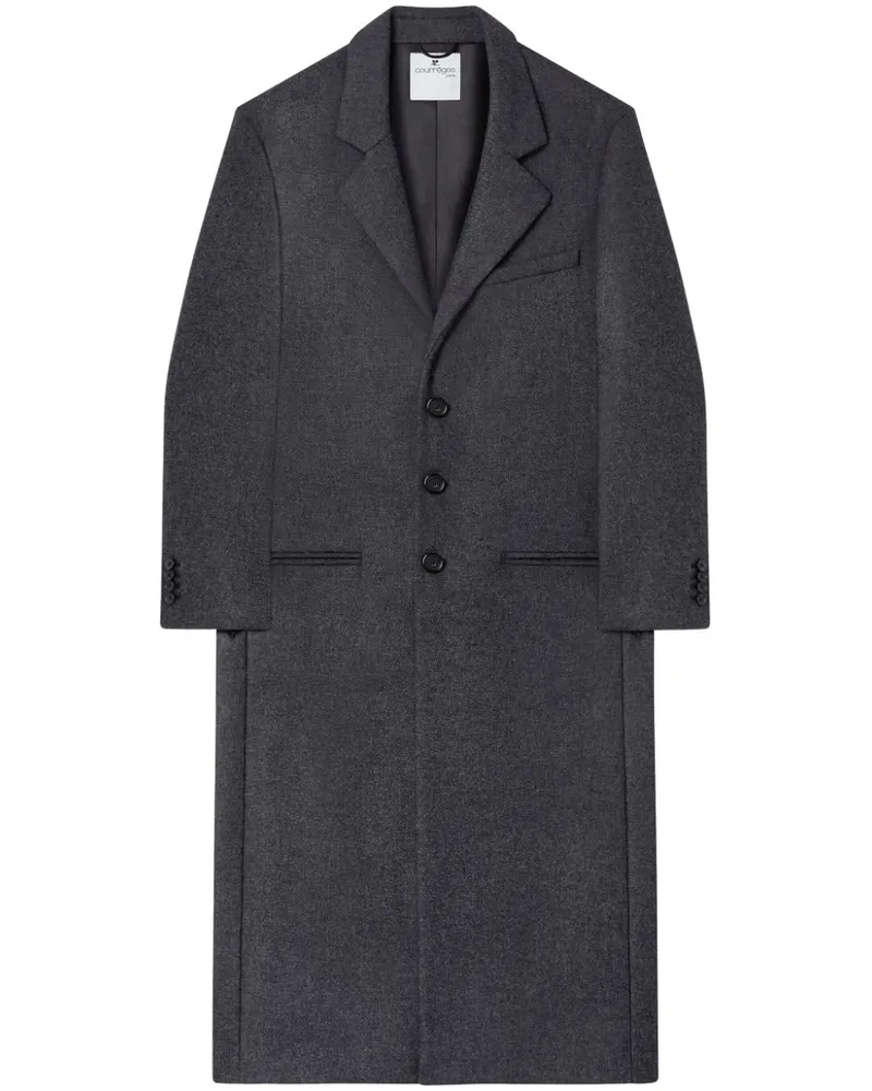 Courrèges Einreihiger Mantel mit fallendem Revers - Grau Grau