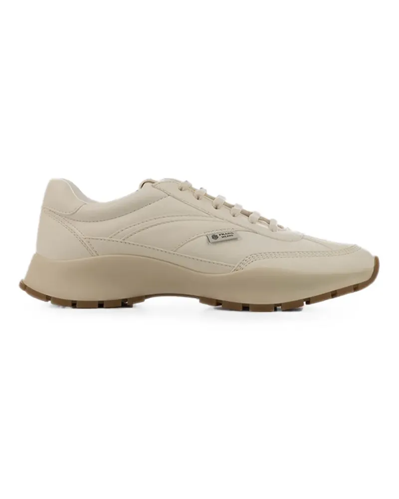 Prada logo-patch panelled sneakers - Nude Nude