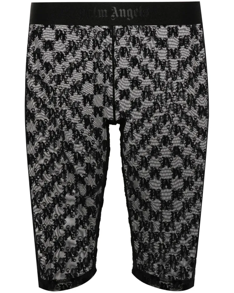 Palm Angels Radlershorts mit Logo - Schwarz Schwarz