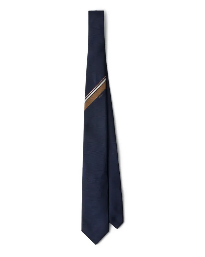Prada Seidenkrawatte mit Streifendetail - Blau Blau