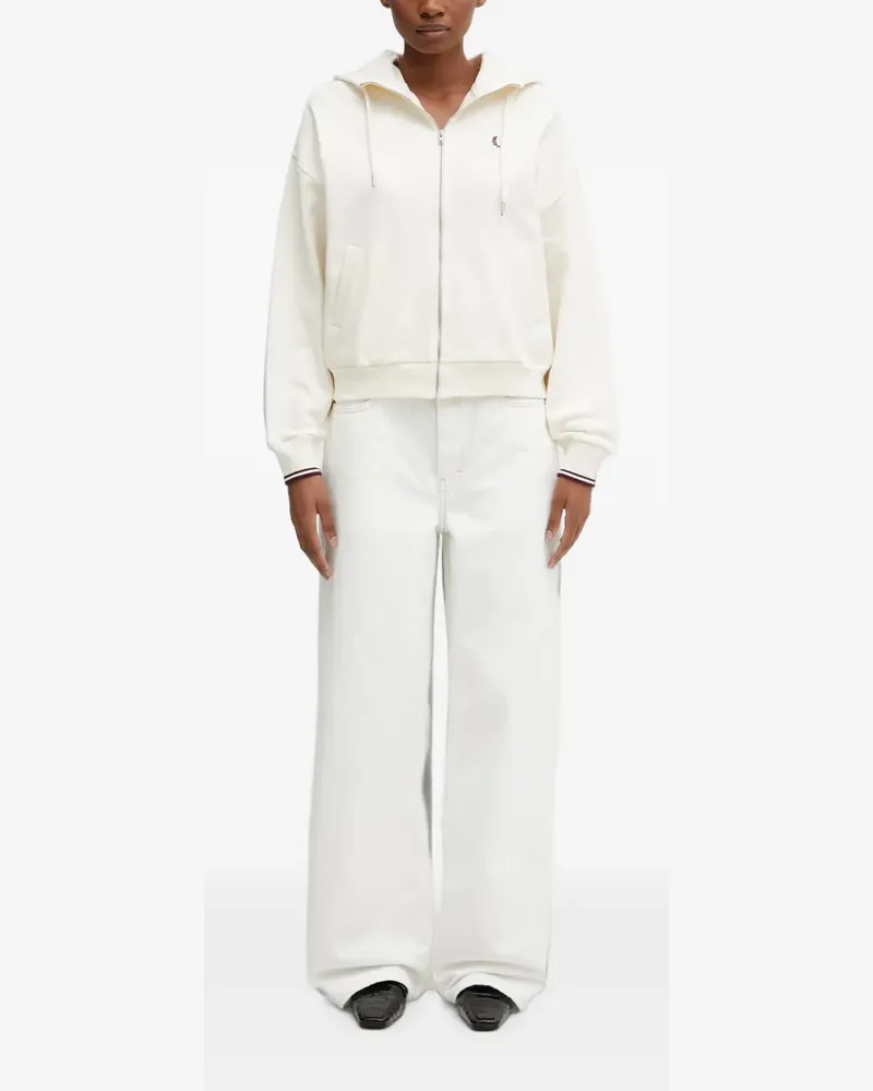 Fred Perry logo-embroidered zip-up hoodie - Nude Nude