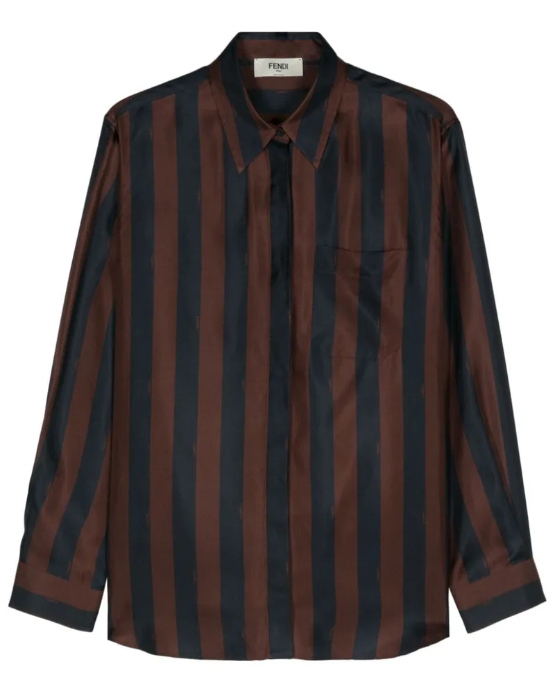 Fendi Seidenhemd mit Pequin-Streifen - Blau Blau