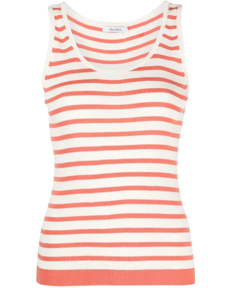 Max Mara Gestreiftes Stricktop - Weiß Weiß