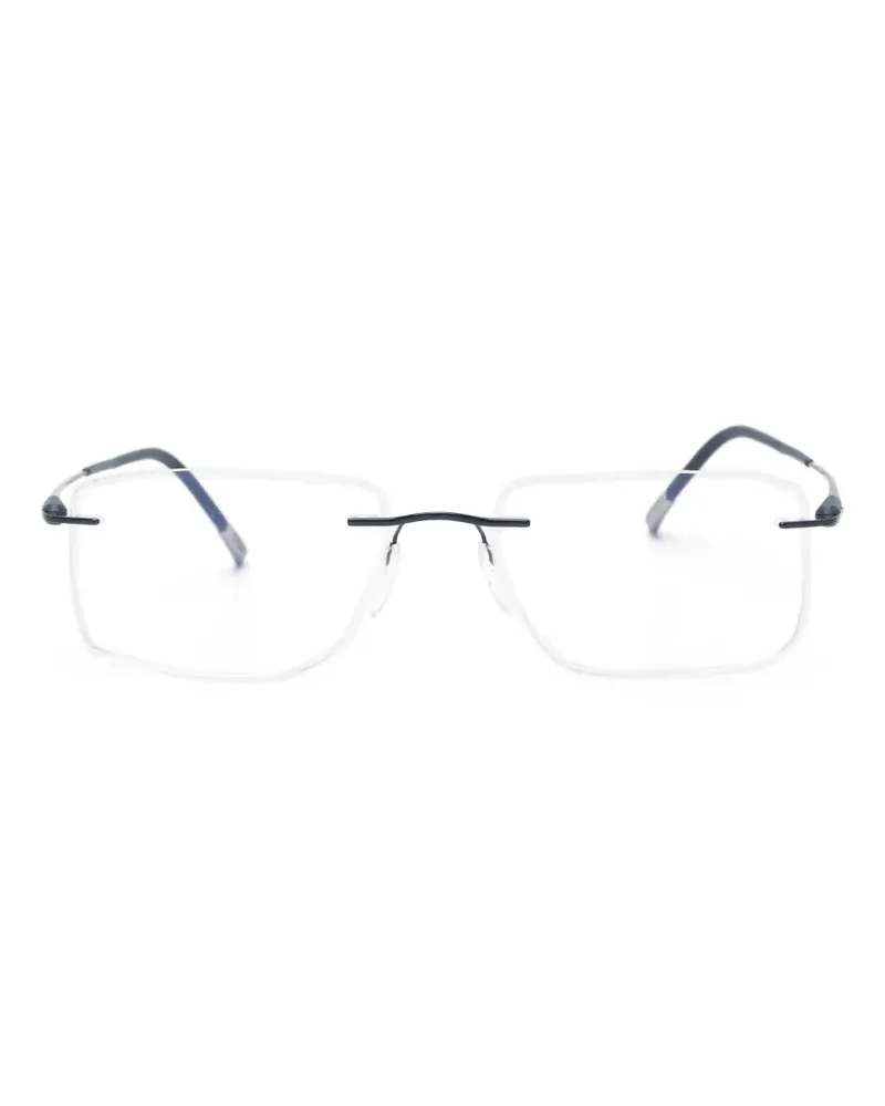 Silhouette Rahmenlose Brille mit eckigen Gläsern - Blau Blau