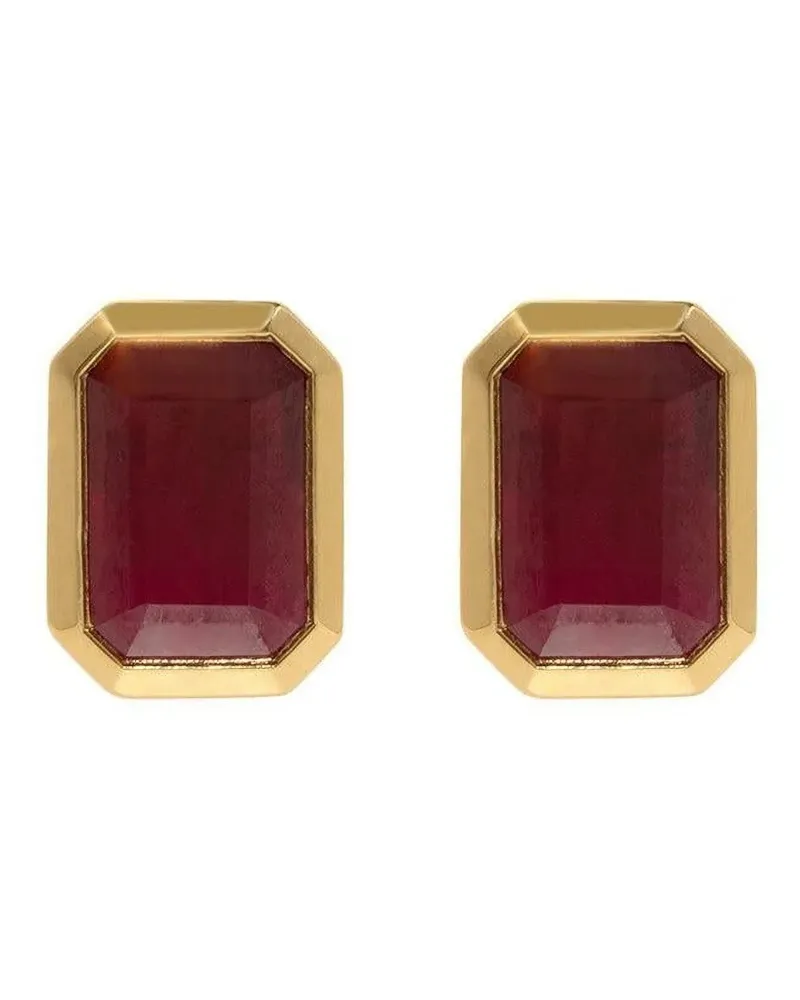 AZLEE Rose Ohrstecker mit Rubin - Gold Gold