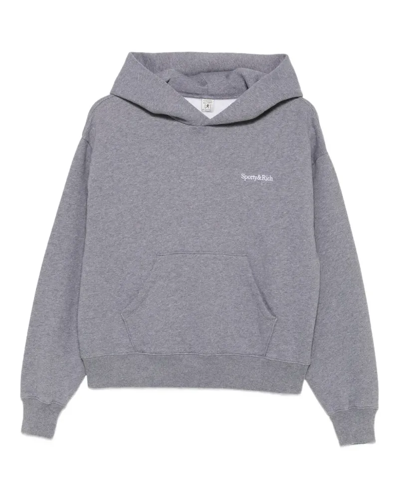 SPORTY & RICH logo-embroidered pouch-pocket hoodie - Grau Grau
