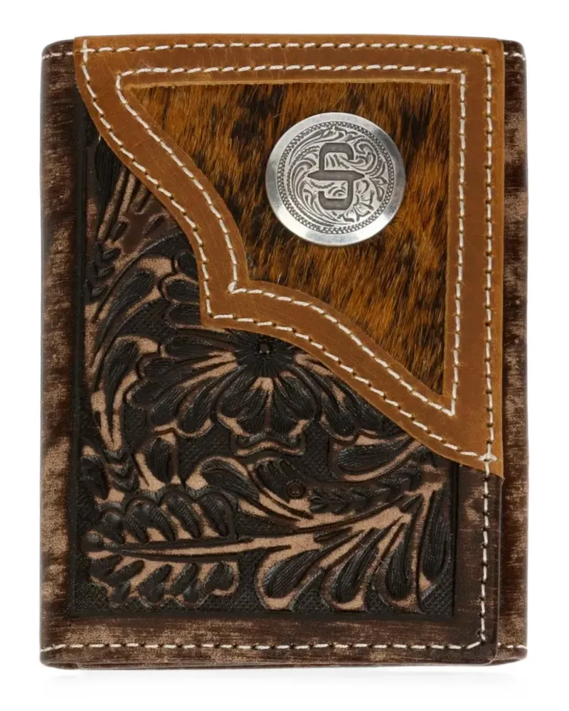 Stetson hair-on-hide inlay tooled-leather wallet - Braun Braun