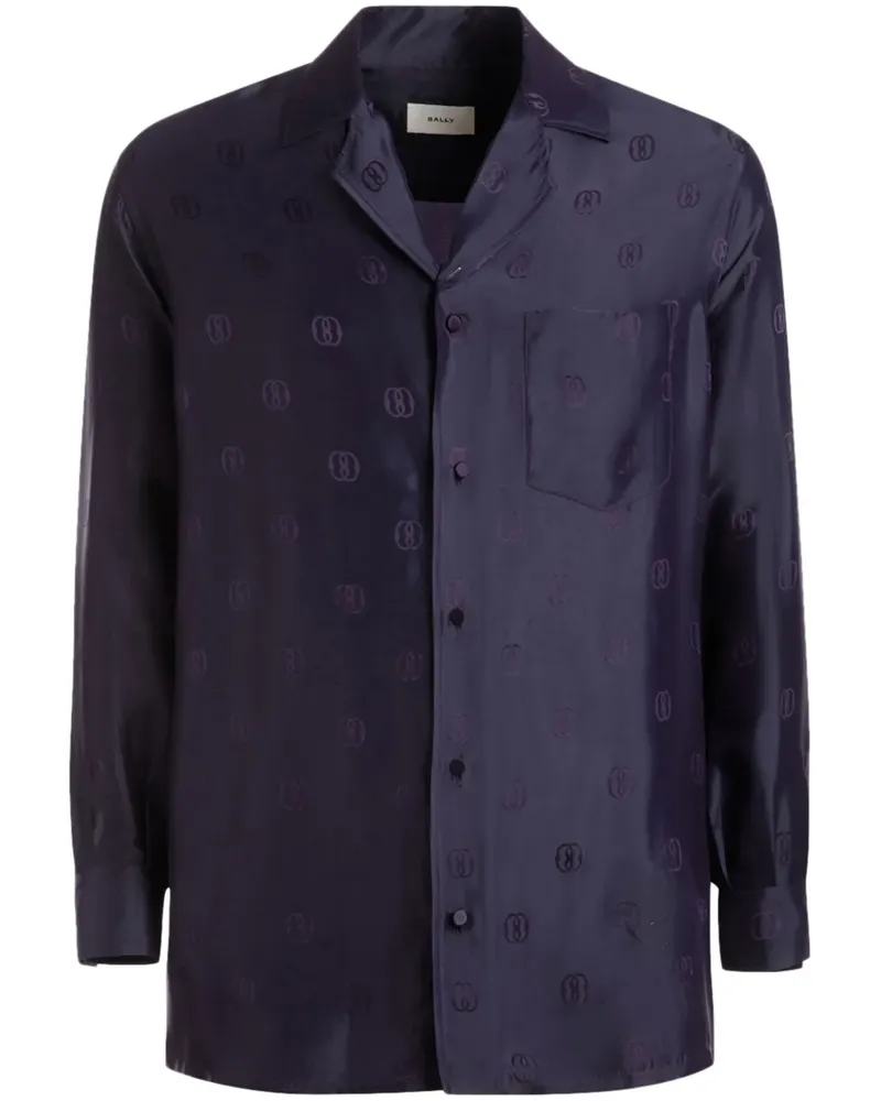 Bally Seidenhemd mit Logo-Print - Violett Violett