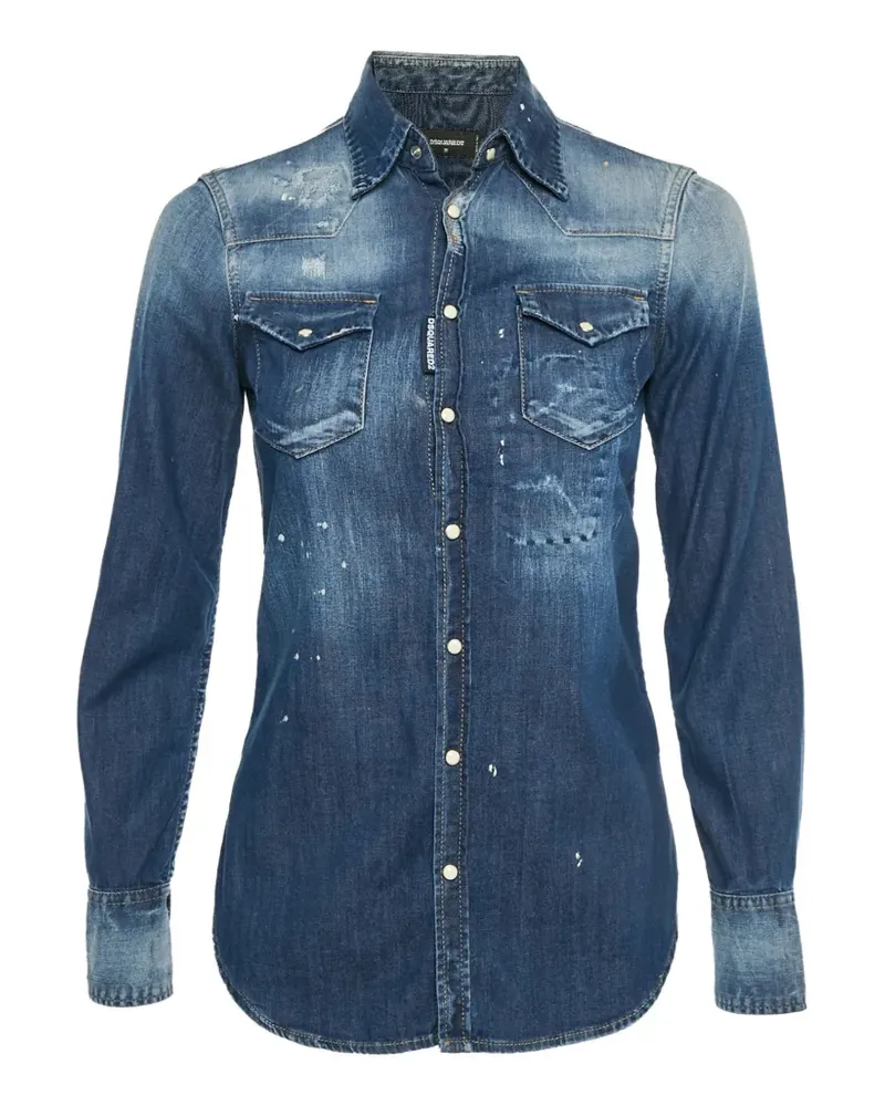 Dsquared2 Jeanshemd im Distressed-Look - Blau Blau