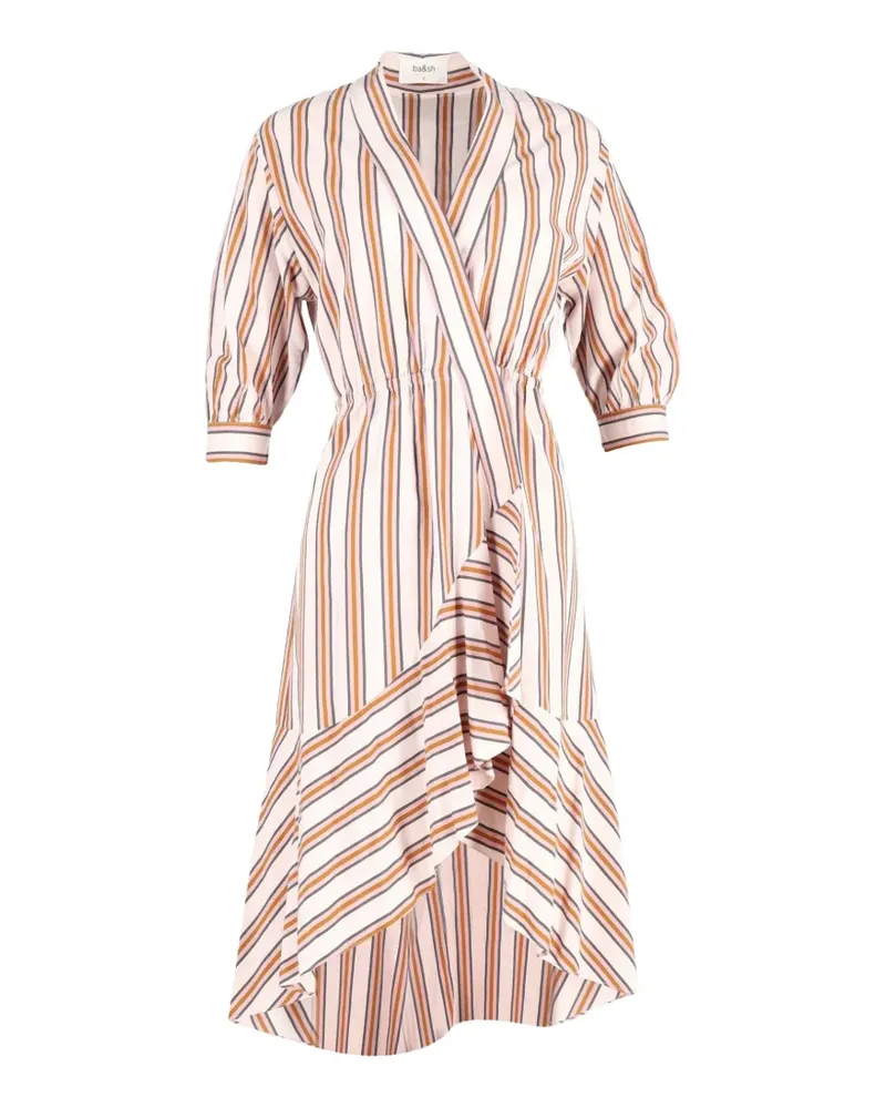 ba&sh Nastasia striped wrap midi dress - Nude Nude