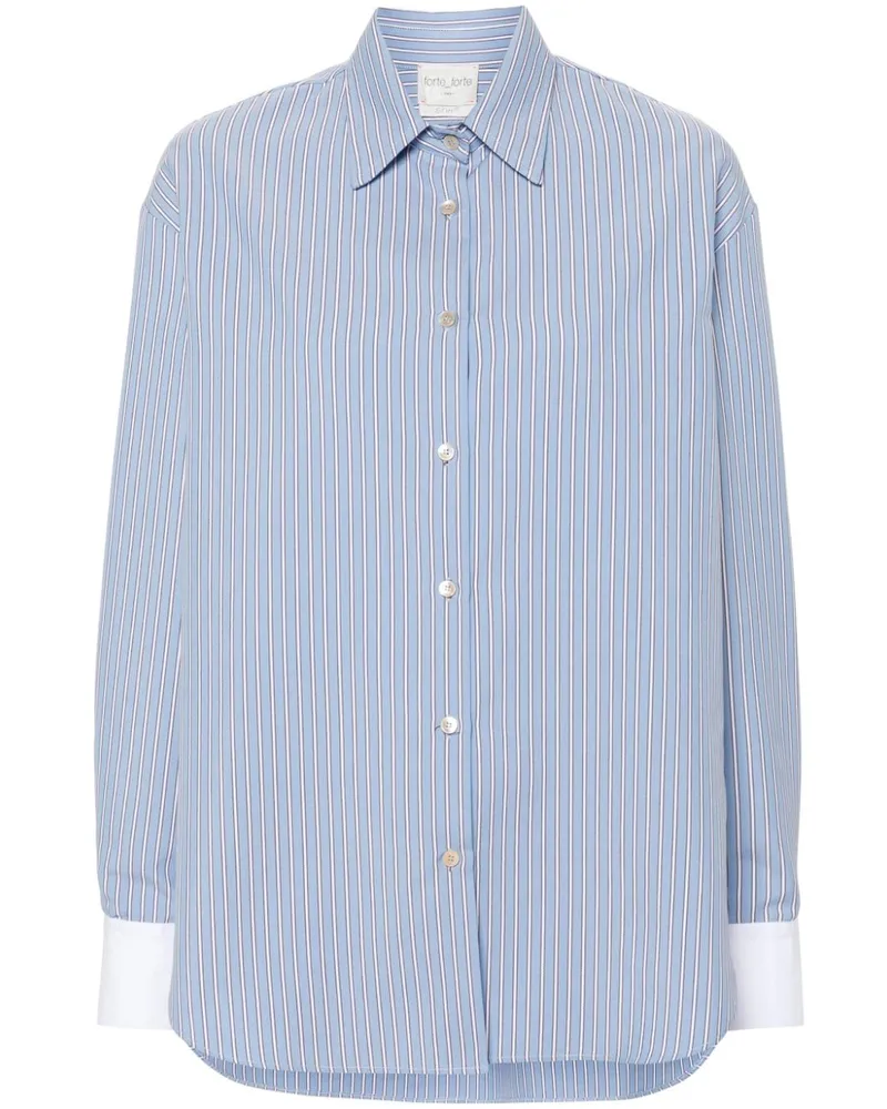 forte_forte Gestreiftes Hemd - Blau Blau