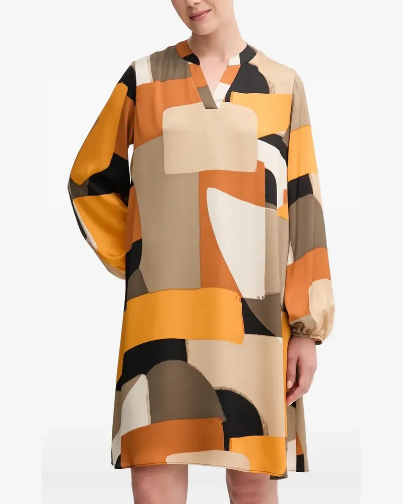 Joseph Ribkoff V-neck geometric-pattern midi dress - Nude Nude