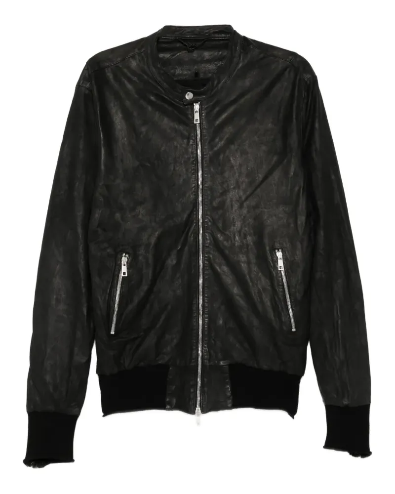 Giorgio Brato Lederjacke mit Stehkragen - Schwarz Schwarz