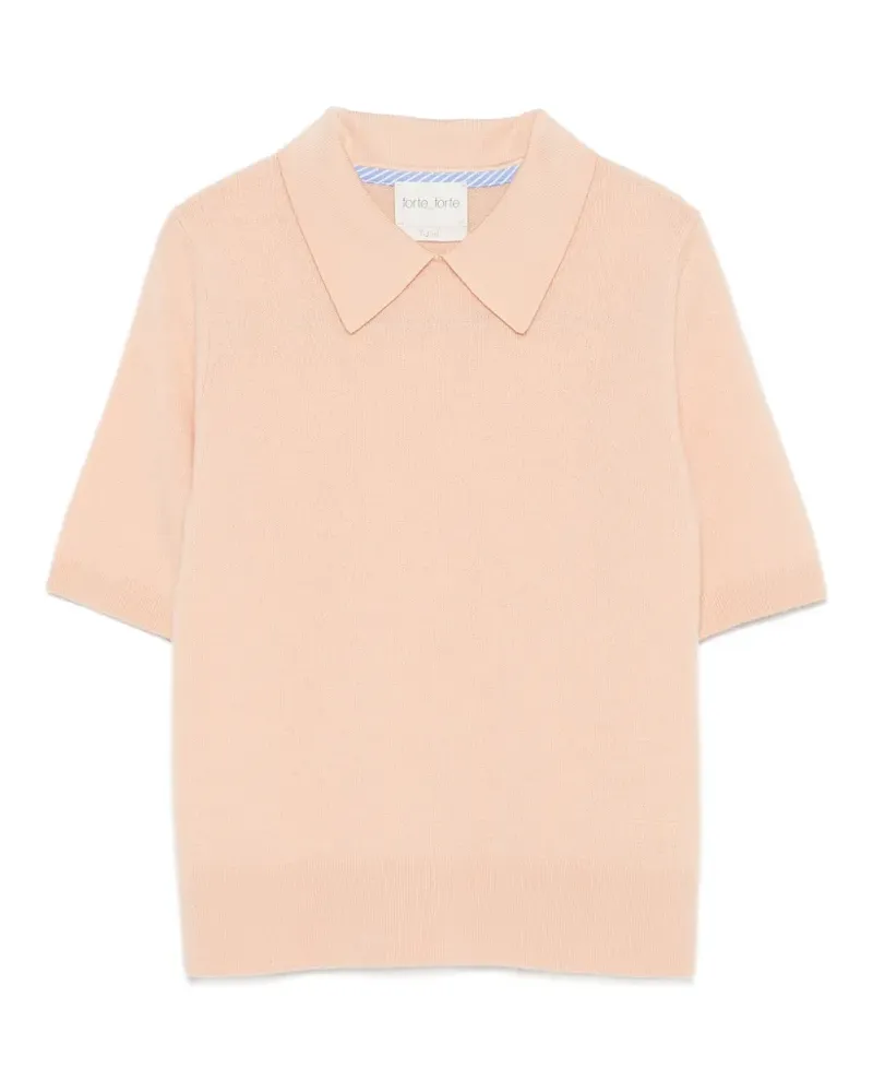 forte_forte Poloshirt mit kurzen Ärmeln - Nude Nude