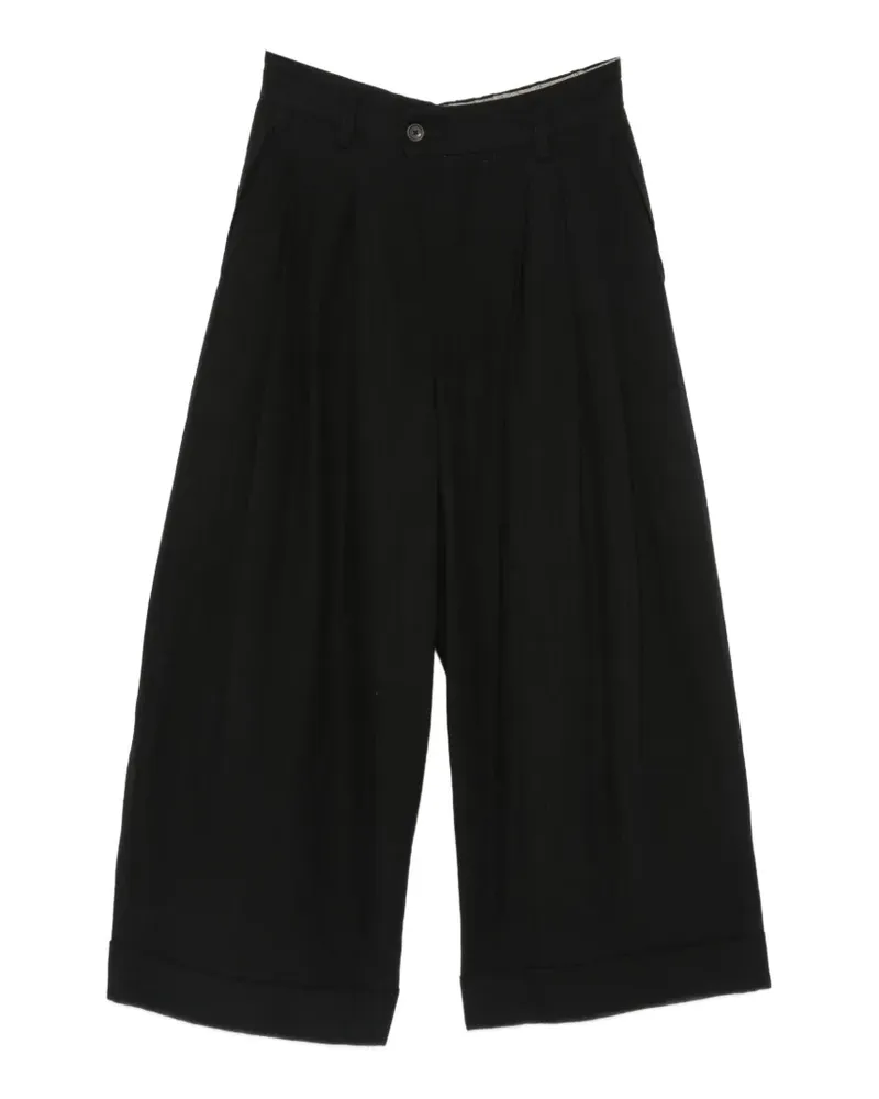 Ziggy Chen Plissierte Hose mit Umschlag - Schwarz Schwarz