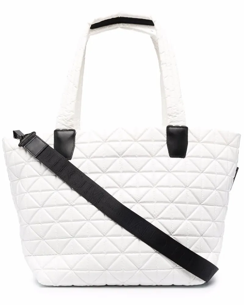VeeCollective Shopper mit geometrischer Steppung - Weiß Weiß