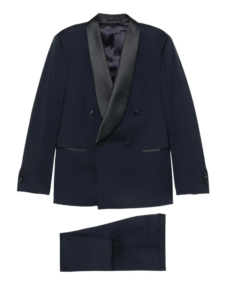 Luigi Bianchi Mantova double-breasted satin-trim suit - Blau Blau