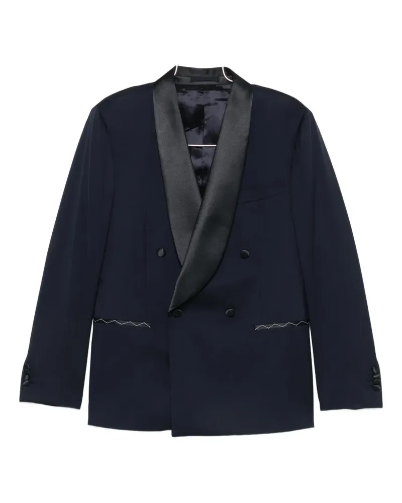 Luigi Bianchi Mantova double-breasted satin-trim suit - Blau Blau