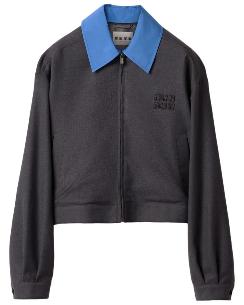 Miu Miu Bomberjacke aus Gabardine - Grau Grau