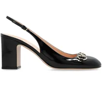 Horsebit Slingback-Pumps 75mm - Schwarz