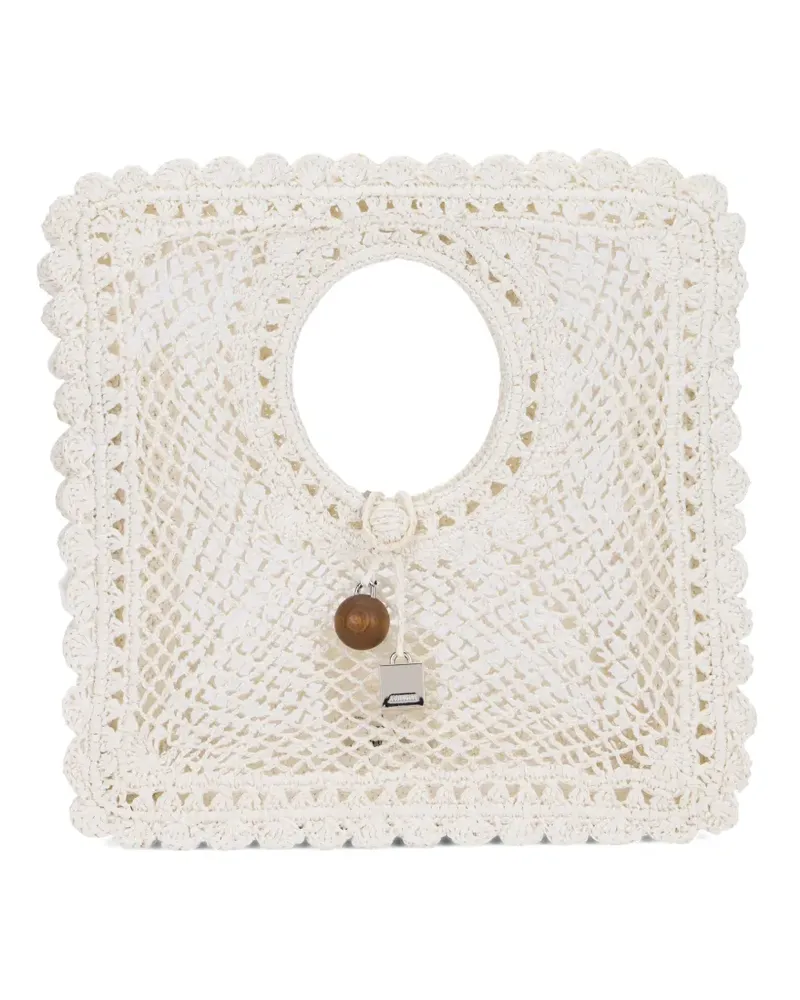 Jacquemus Le Carré crochet-knit beach bag - Nude Nude