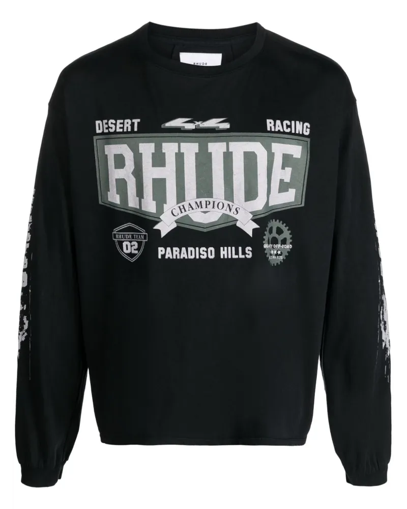 RHUDE T-Shirt mit Logo-Print - Schwarz Schwarz