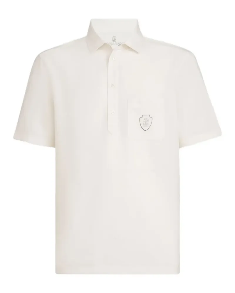 Brunello Cucinelli Poloshirt mit Logo-Applikation - Weiß Weiß