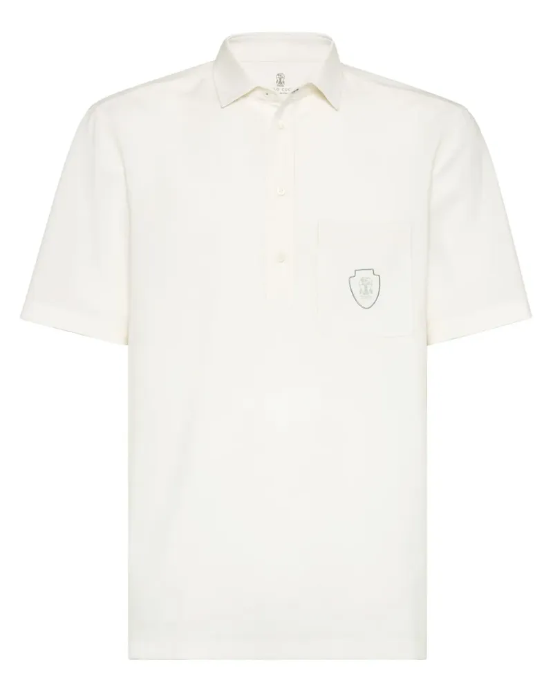 Brunello Cucinelli Poloshirt mit Logo-Applikation - Weiß Weiß
