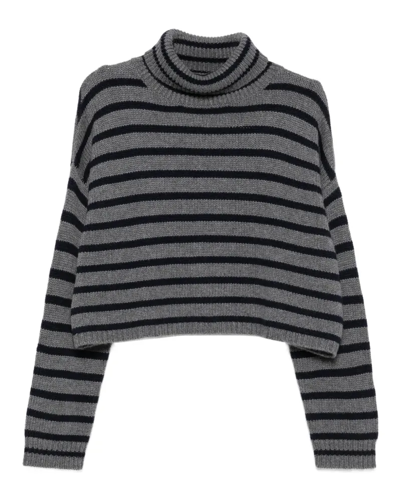 Lisa Yang Gestreifter Zerlina Rollkragenpullover - Grau Grau
