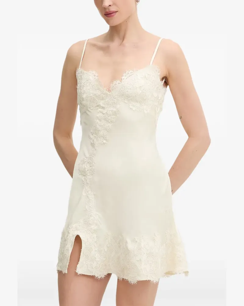 Bardot Alerie lace-trim side-slit mini dress - Nude Nude
