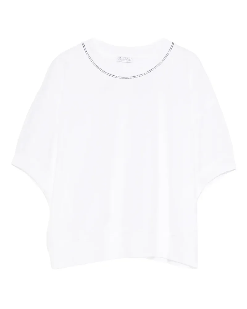 Brunello Cucinelli collar-embellishment T-shirt - Weiß Weiß