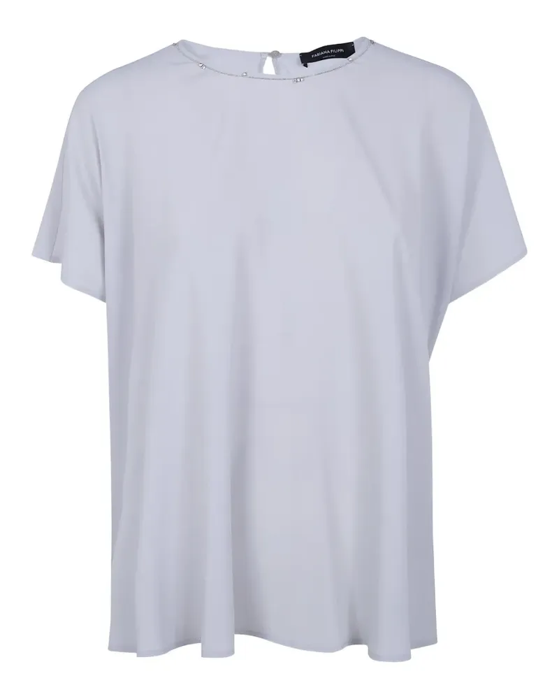 Fabiana Filippi Top mit Perlendetail - Grau Grau