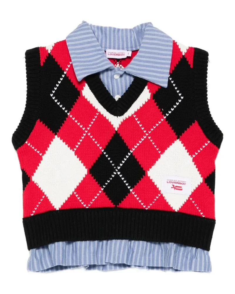 Charles Jeffrey Loverboy Pullunder mit geometrischem Muster - Rot Rot
