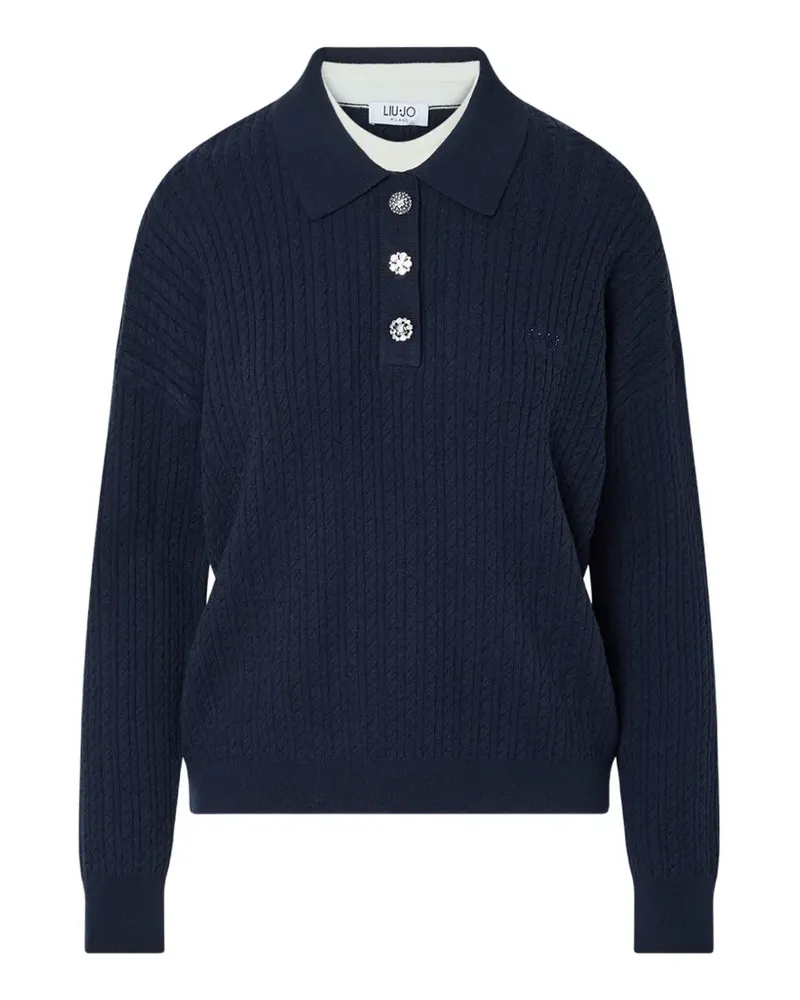 Liu Jo knit polo with jewel buttons - Blau Blau