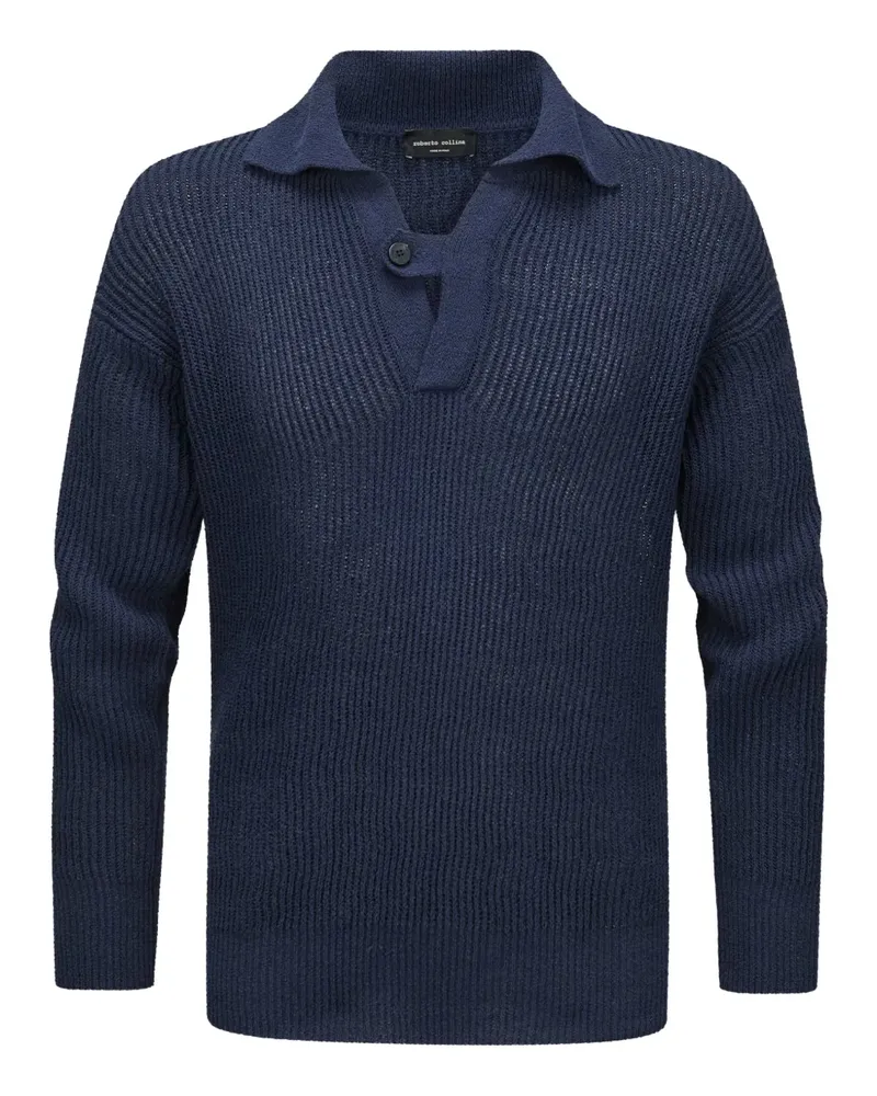 Roberto Collina Pullover mit Poloshirtkragen - Blau Blau