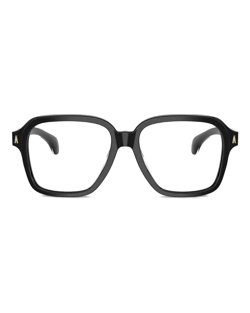 Moncler Eckige Brille mit goldfarbenem Detail - Schwarz Schwarz