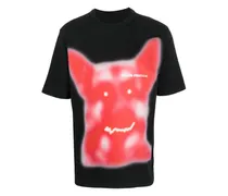 T-Shirt mit Beware of Dog-Print - Schwarz
