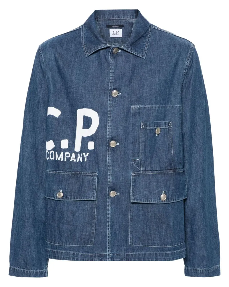 C.P. Company Jeansjacke mit Logo-Print - Blau Blau