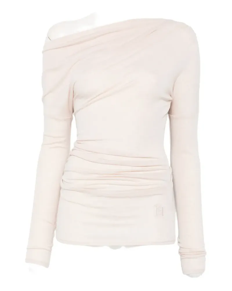 Elisabetta Franchi asymmetric ruched top - Nude Nude