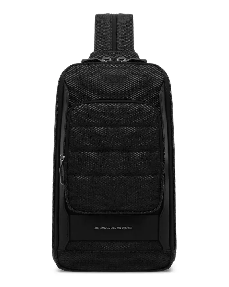Piquadro Wandelbare Kuriertasche mit Logo-Schild - Schwarz Schwarz